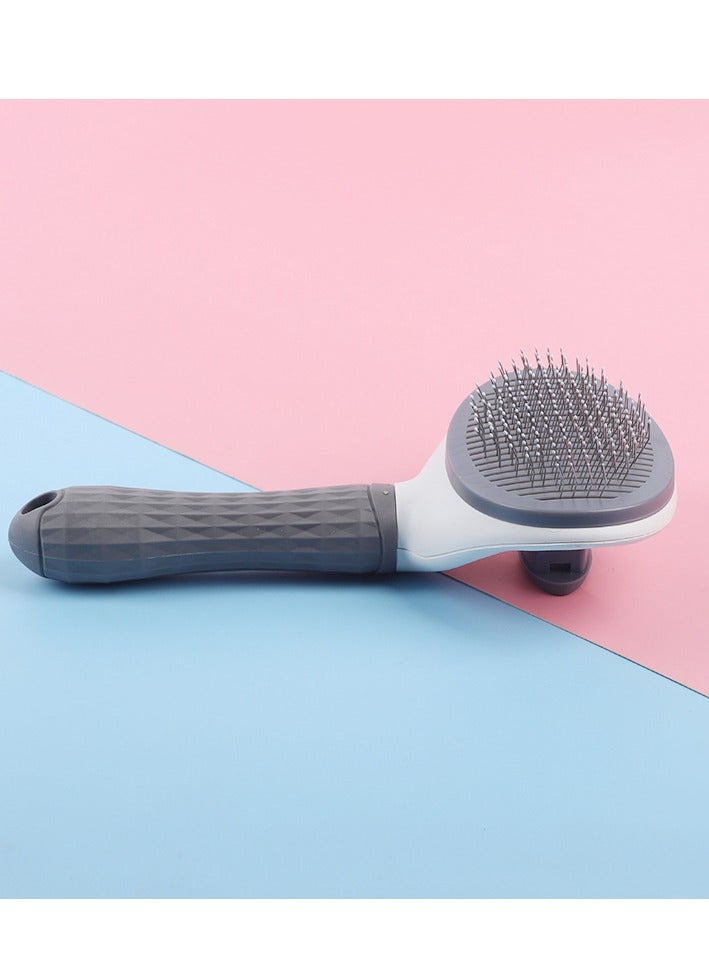 HAPPY PUSS Pet brush, cat and dog round comb; grooming Tool for short-haired and long-haired pets ; removes loose hair & tangles. for shedding and grooming-grey color  - Image 2