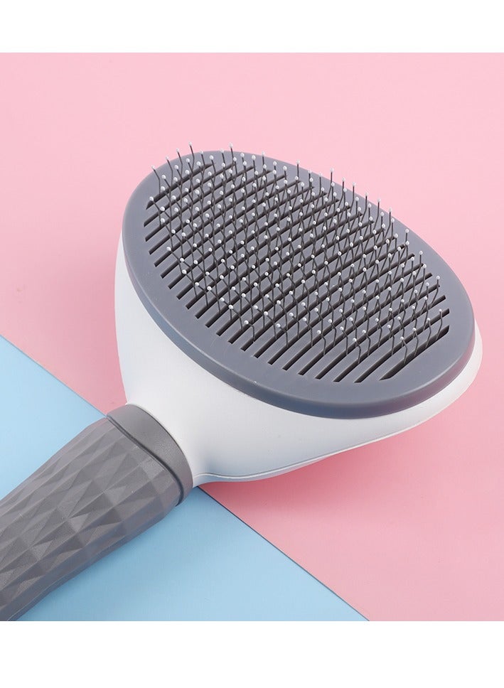 HAPPY PUSS Pet brush, cat and dog round comb; grooming Tool for short-haired and long-haired pets ; removes loose hair & tangles. for shedding and grooming-grey color  - Image 4
