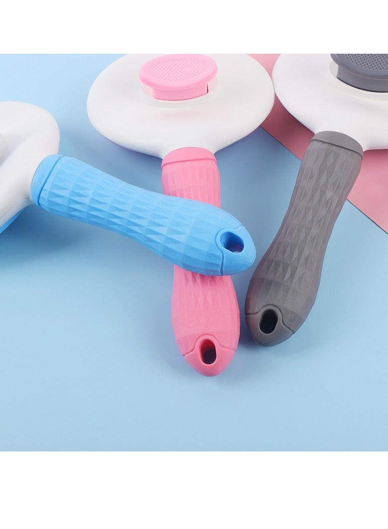 HAPPY PUSS Pet brush, cat and dog round comb; grooming Tool for short-haired and long-haired pets ; removes loose hair & tangles. for shedding and grooming-grey color  - Image 5