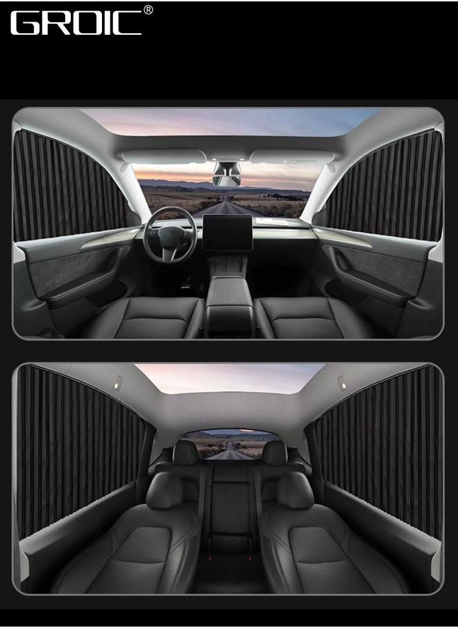 GROIC - Car Window Shades,4 Pcs Car Curtains Window Covers Interior Full Priavcy Protection, Car Front Window Sun Shades,Car Rear Window Sun Shades,Privacy Magnetic Black Covers Car Curtains,Car Interior - Image 1