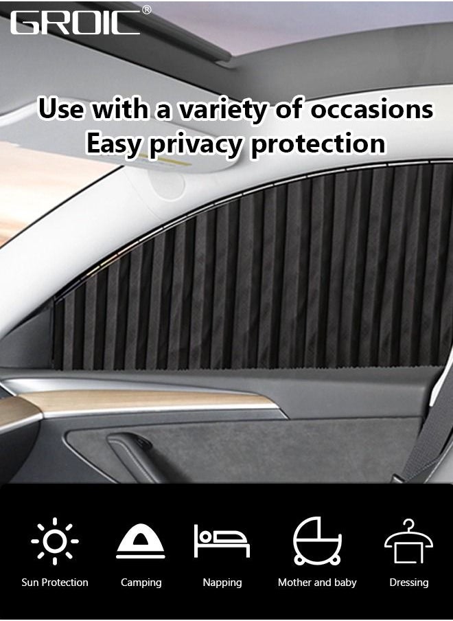 GROIC - Car Window Shades,4 Pcs Car Curtains Window Covers Interior Full Priavcy Protection, Car Front Window Sun Shades,Car Rear Window Sun Shades,Privacy Magnetic Black Covers Car Curtains,Car Interior - Image 1