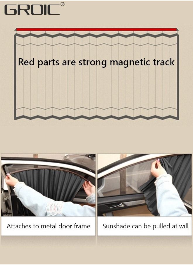 GROIC - Car Window Shades,4 Pcs Car Curtains Window Covers Interior Full Priavcy Protection, Car Front Window Sun Shades,Car Rear Window Sun Shades,Privacy Magnetic Black Covers Car Curtains,Car Interior - Image 1