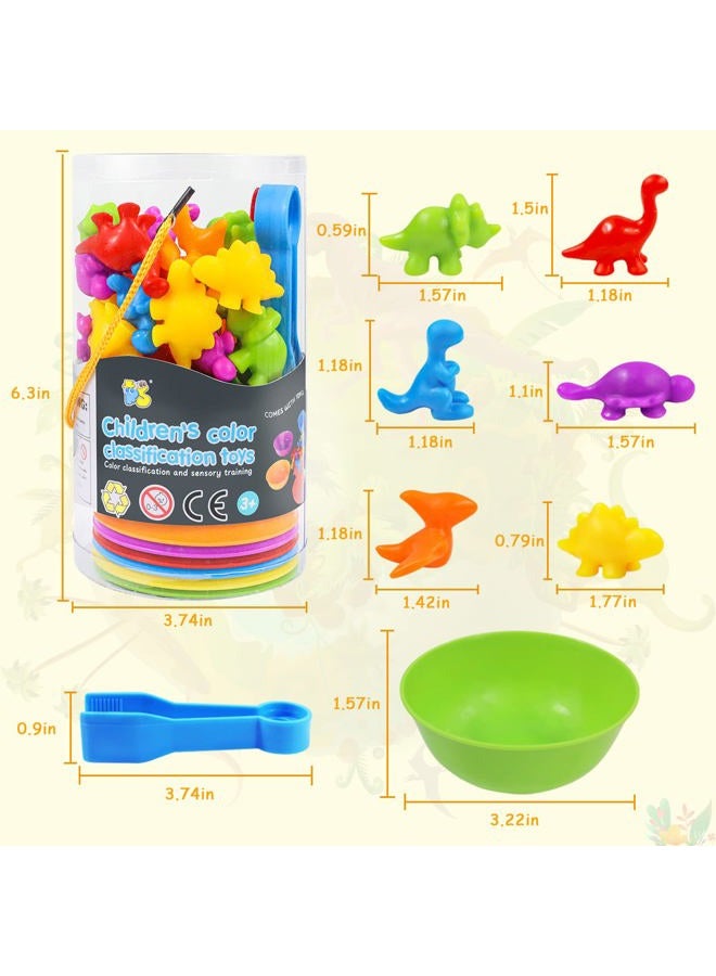 RAEQKS Counting Dinosaur Toys Matching Games with Sorting Bowls Preschool Learning Activities for Math Color Sorting Educational Sensory Montessori STEM Toy Sets for Kids Aged 3+ Years Old Boys Girls - Image 2
