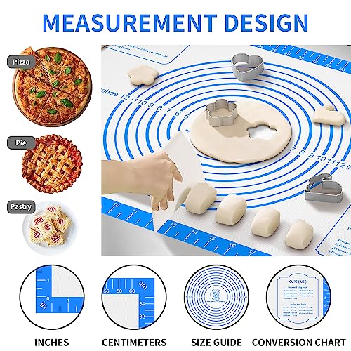 Mimekitchen Pastrty Mat for Dough Rolling, Silicone Baking Mat with Measurement, Fondant Mat for Making Cookies Macarons Bread Pizza Oven Mat, Silicone Mat for Baking - Image 2