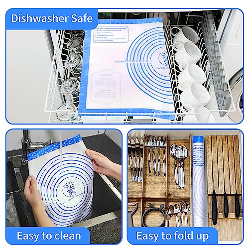Mimekitchen Pastrty Mat for Dough Rolling, Silicone Baking Mat with Measurement, Fondant Mat for Making Cookies Macarons Bread Pizza Oven Mat, Silicone Mat for Baking - Image 5