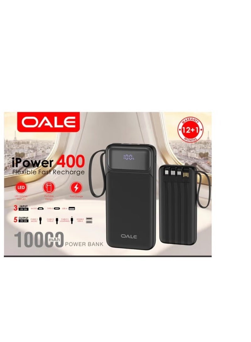 OALE iPower 400 | 10000mAh Ultra-Slim Fast Charging Power Bank with Dual Output - Image 3