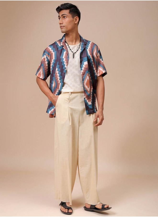 The Indian Garage Co - Men Relaxed Fit Indie Printed Half Sleeves Cuban Collar Resort Wear Shirt - Image 1