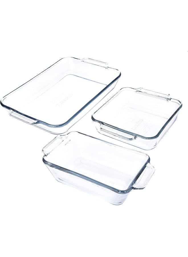 أنكور هوكينغ طقم أواني خبز زجاجية من أوفن بيسكس، مكون من 3 قطع، مع قوالب خبز مربعة ومستطيلة ورغيف - Image 3