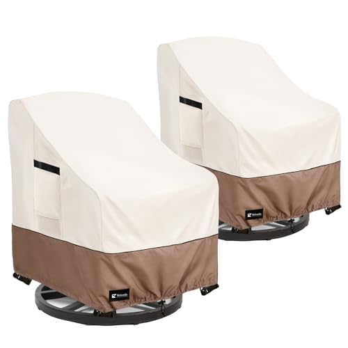 Krismile Outdoor Swivel Rocker Chair Cover 2Pack Waterproof Rocking Chair Covers AllWeather Protection Outdoor Lawn Patio Furniture Covers for Patio Chair 35 W x 38 D x 32 H Beige - Image 1