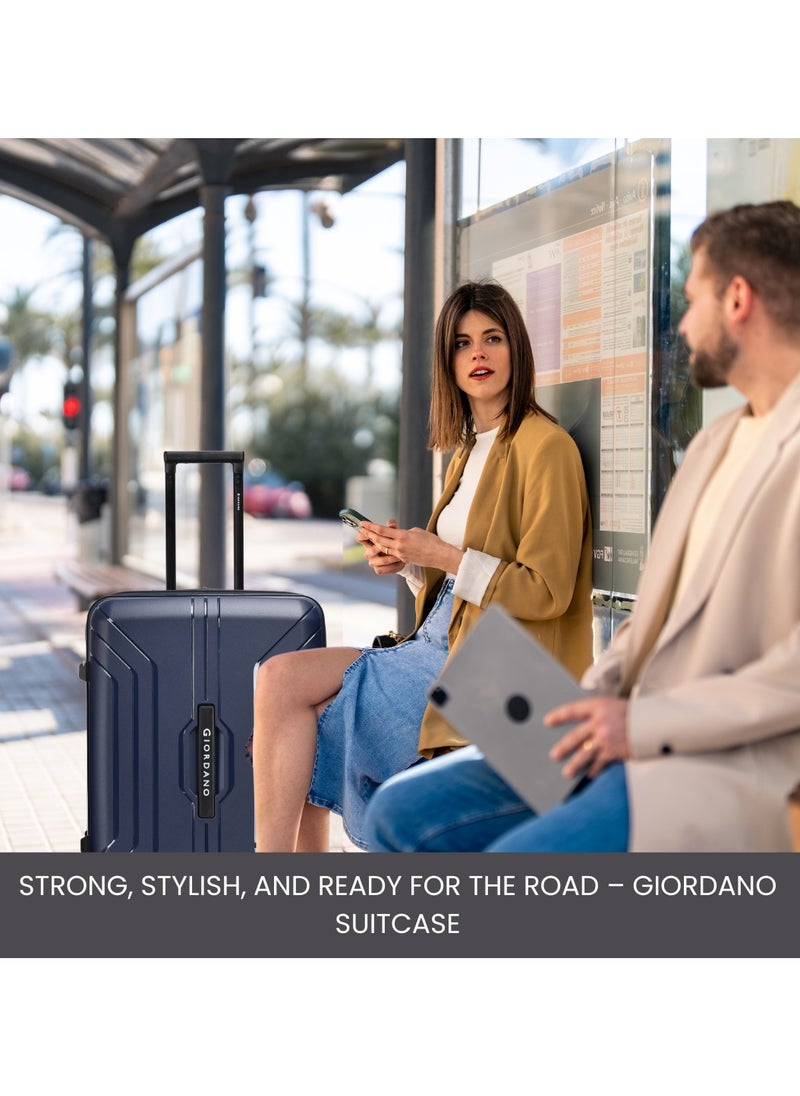 GIORDANO - Giordano Luggage Sets of 3 Hard Shell PP Durable Lightweight Carry on Travel Suitcase with Double Spinner Wheels, Secure Combination Lock Trolley Bag, Unbreakable Hardcase Suitcase Set Navy (S+M+L) - Image 1