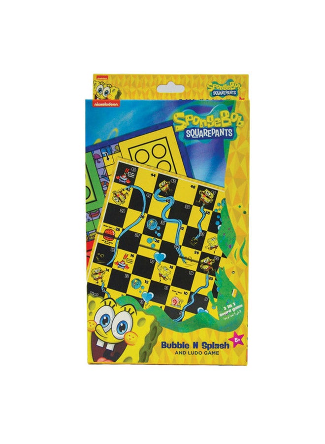 nickelodeon سبونج بوب - لعبة لوحية 2 في 1 فقاعة ونSplash ولعبة لودو للأعمار من 5 سنوات وما فوق - Image 1
