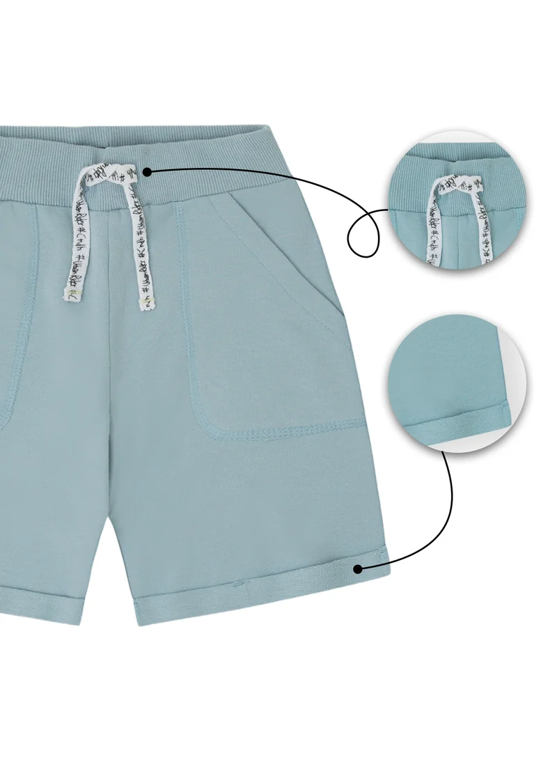 CANADA HOUSE Soft and Comfortable Sky Blue Terry Cotton Bermuda Shorts For Boys