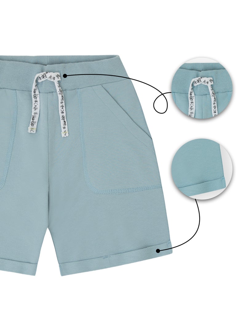 CANADA HOUSE Soft and Comfortable Sky Blue Terry Cotton Bermuda Shorts For Boys  - Image 4