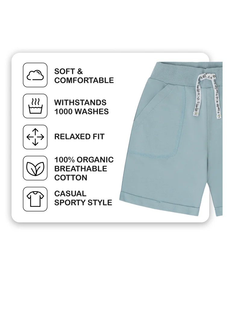 CANADA HOUSE Soft and Comfortable Sky Blue Terry Cotton Bermuda Shorts For Boys