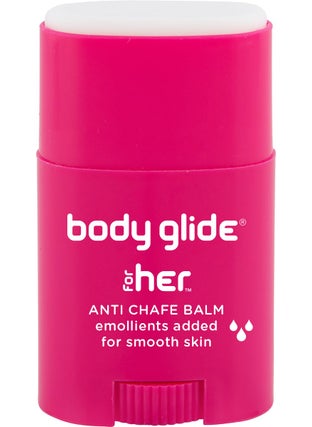 BodyGlide Body Glide For Her Anti Chafe Balm  Chafing stick with added emollients  Great for dry sensitive skin andor sensitive areas  Use on chest bra butt groin arm and thigh chafing  08oz 