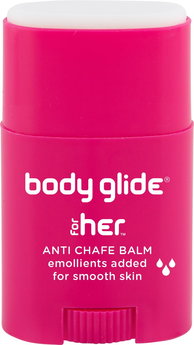 BodyGlide Body Glide For Her Anti Chafe Balm  Chafing stick with added emollients  Great for dry sensitive skin andor sensitive areas  Use on chest bra butt groin arm and thigh chafing  08oz