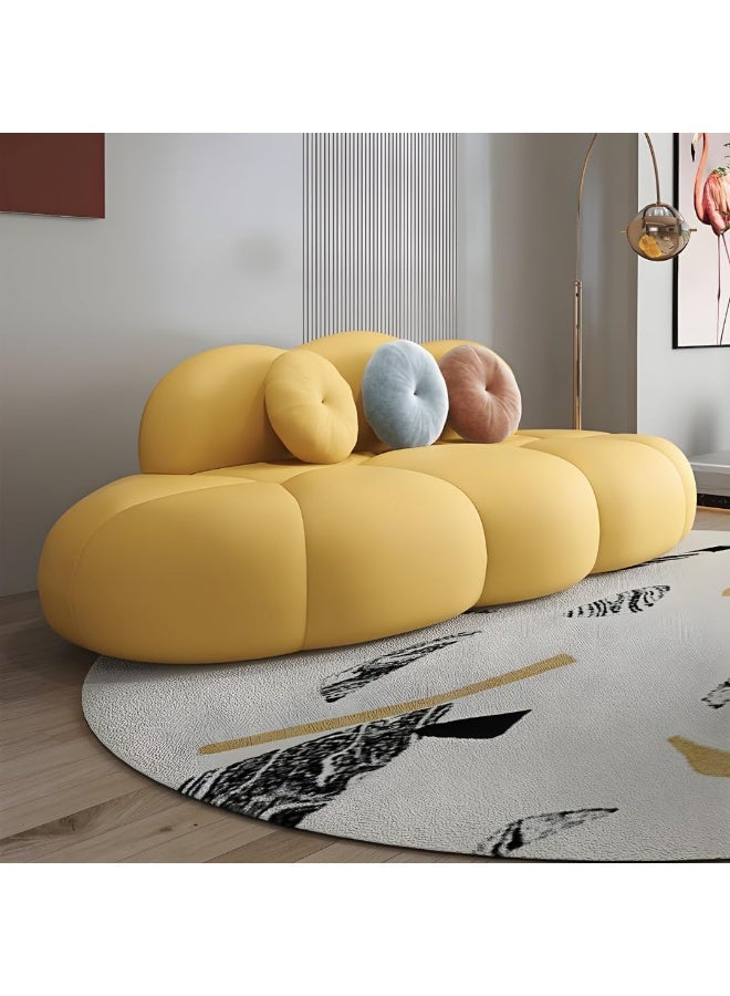 Comfynest Comfynest Contemporary Living Room Sofa - Armless Design, Plush Cushions, Durable Cotton Upholstery, 210 x 95 x 73 cm (Yellow, Medium) 