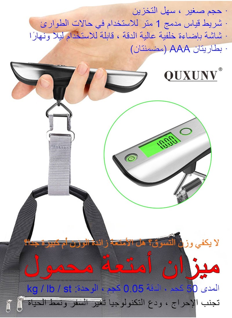 QUXUNV - Luggage Scale, Digital Luggage Weight Scale, 110lb/50kg Hanging Suitcase Scale with Backlight LCD Display, Level Ruler & Tape Measure, Battery Included - Image 1