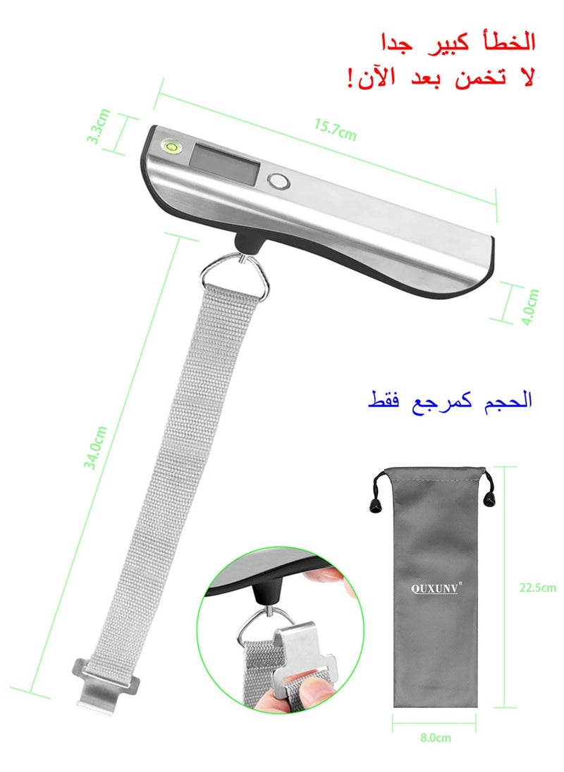 QUXUNV - Luggage Scale, Digital Luggage Weight Scale, 110lb/50kg Hanging Suitcase Scale with Backlight LCD Display, Level Ruler & Tape Measure, Battery Included - Image 1
