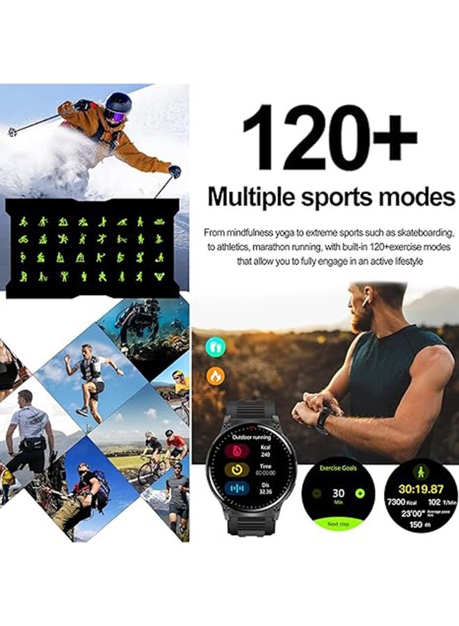 رولستيمي ساعة ذكية للرجال في الهواء الطلق ساعة ذكية للرجال مع مصباح ليد جيب البوصلة النشاط جهاز تعقب للياقة البدنية ساعة ذكية من الفولاذ المقاوم للصدأ الأسود ل أندريود يوس - Image 5