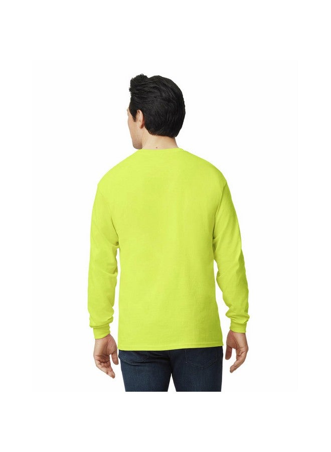 Gildan Men's Ultra Cotton Long Sleeve T-Shirt, Style G2400, Multipack, Safety Green (10-Pack), Medium - Image 2