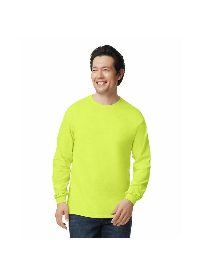 Gildan Men's Ultra Cotton Long Sleeve T-Shirt, Style G2400, Multipack, Safety Green (10-Pack), Medium - Image 1