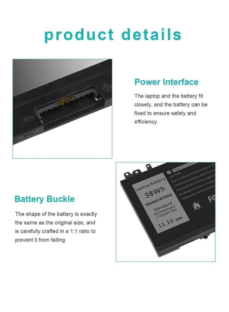 New RYXXH Battery for Dell Latitude E5450 Latitude 12 5000 E5250 (P25S001) Latitude 11 3150 3160 Series 1400 WW116 FT080 FT095 MN151 MN154 312-0543 Notebook Battery  - Image 4