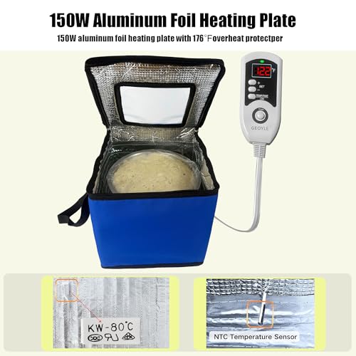 GEOYLE Folding Dough Proofing Box, Sourdough Starter with Temp Control (0-122℉) & 96H Timer, 20L Bread Proofing Box for Sourdough, Pizza, Yogurt, Seed Starting,Blue 10.6 * 10.6 * 10.6inch - Image 5