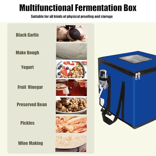 GEOYLE Folding Dough Proofing Box, Sourdough Starter with Temp Control (0-122℉) & 96H Timer, 20L Bread Proofing Box for Sourdough, Pizza, Yogurt, Seed Starting,Blue 10.6 * 10.6 * 10.6inch - Image 2