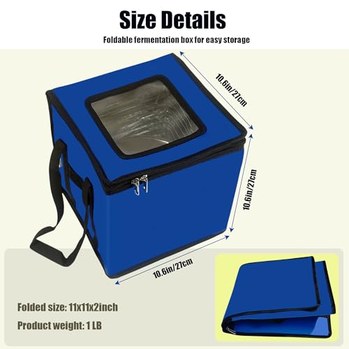 GEOYLE Folding Dough Proofing Box, Sourdough Starter with Temp Control (0-122℉) & 96H Timer, 20L Bread Proofing Box for Sourdough, Pizza, Yogurt, Seed Starting,Blue 10.6 * 10.6 * 10.6inch - Image 4