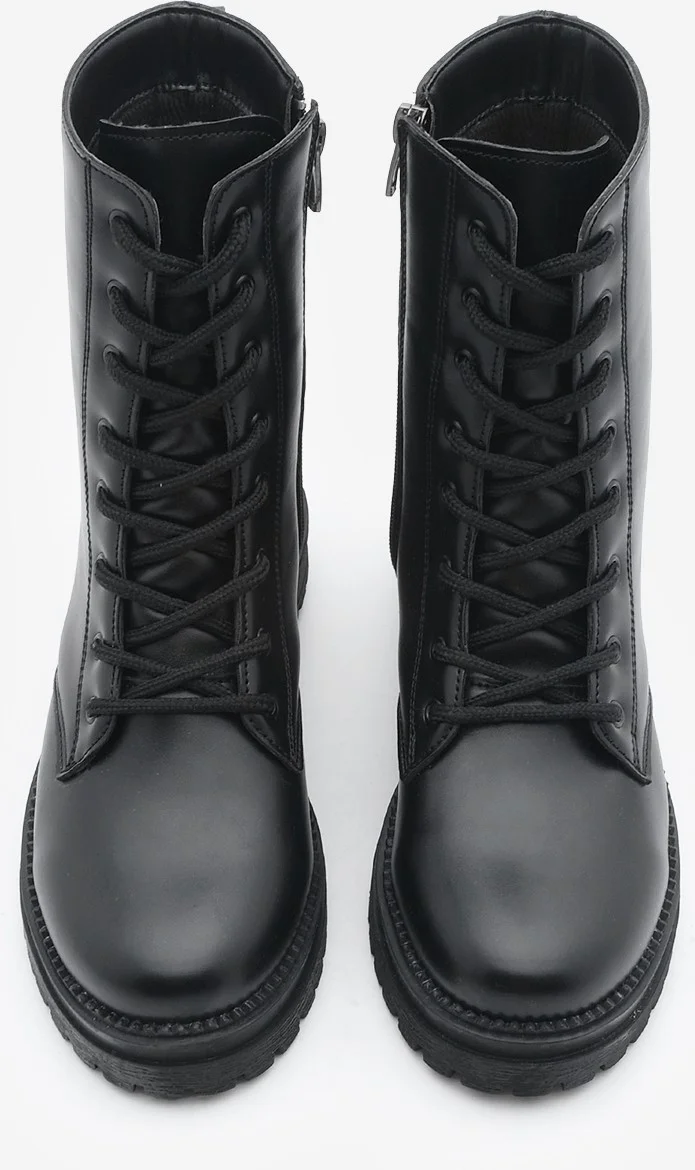 MARJIN Margin Women's Boots Boots Zippered Lace-Up Serrated Sole Celare