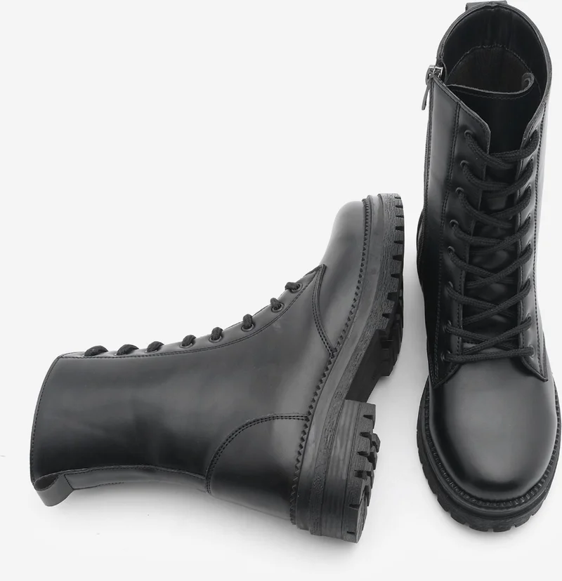 MARJIN Margin Women's Boots Boots Zippered Lace-Up Serrated Sole Celare