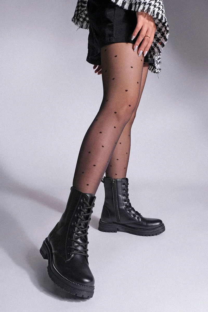 MARJIN Margin Women's Boots Boots Zippered Lace-Up Serrated Sole Celare