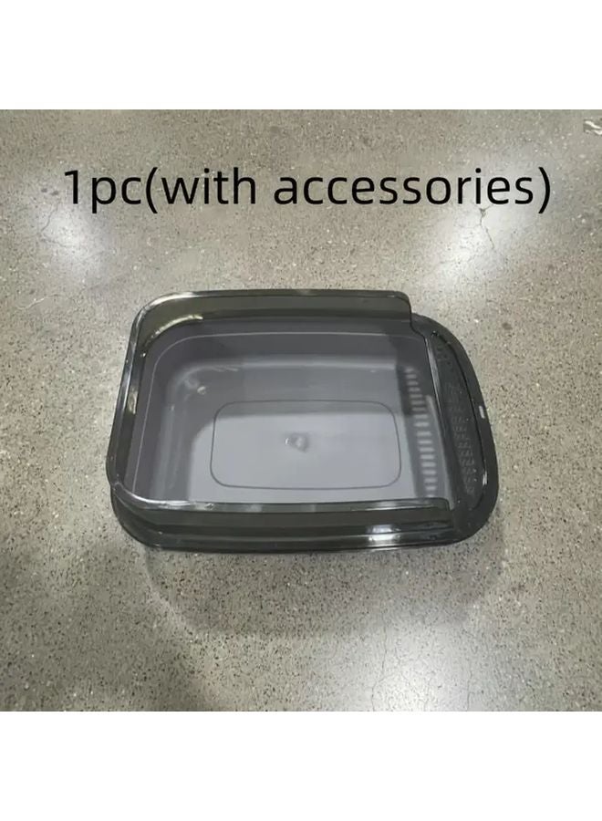 صندوق فضلات القطط شبه المغلق كبير الحجم بسور عالٍ يمنع التناثر مزود بتصميم مضاد للروائح - Image 4