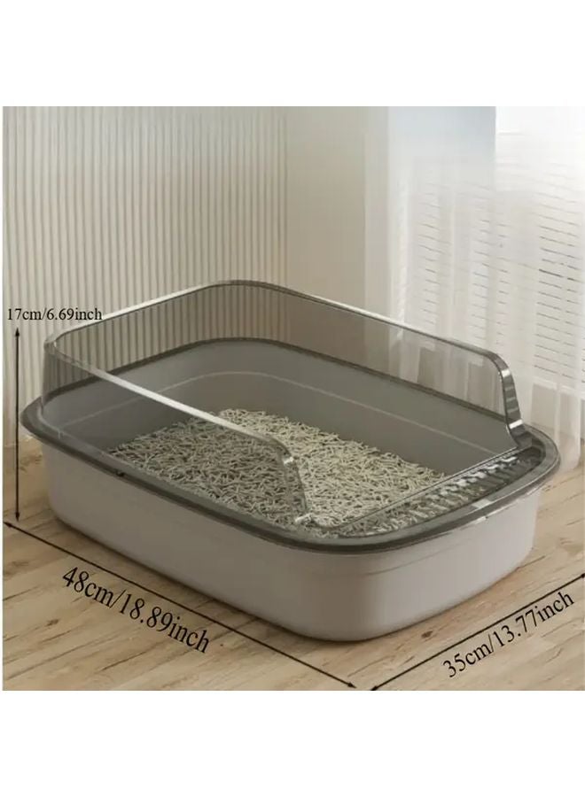 صندوق فضلات القطط شبه المغلق كبير الحجم بسور عالٍ يمنع التناثر مزود بتصميم مضاد للروائح - Image 3