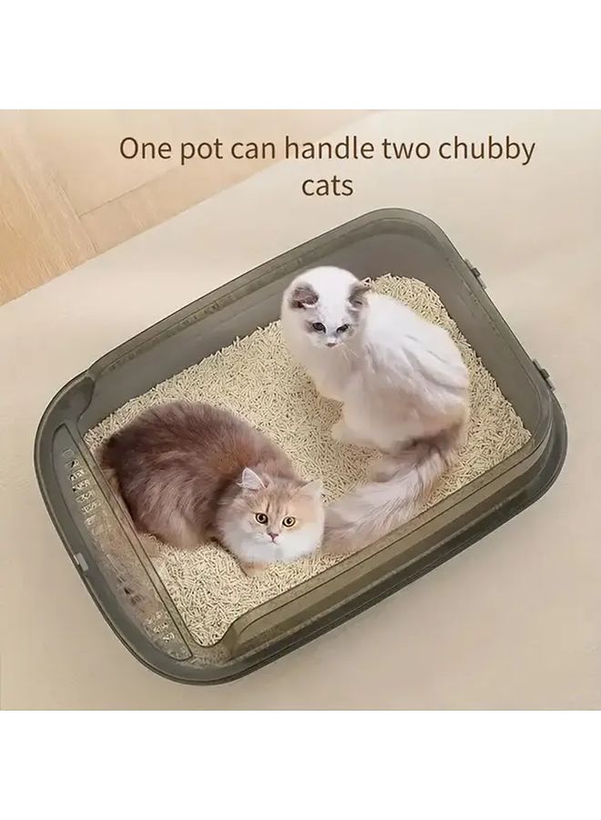 صندوق فضلات القطط شبه المغلق كبير الحجم بسور عالٍ يمنع التناثر مزود بتصميم مضاد للروائح - Image 5