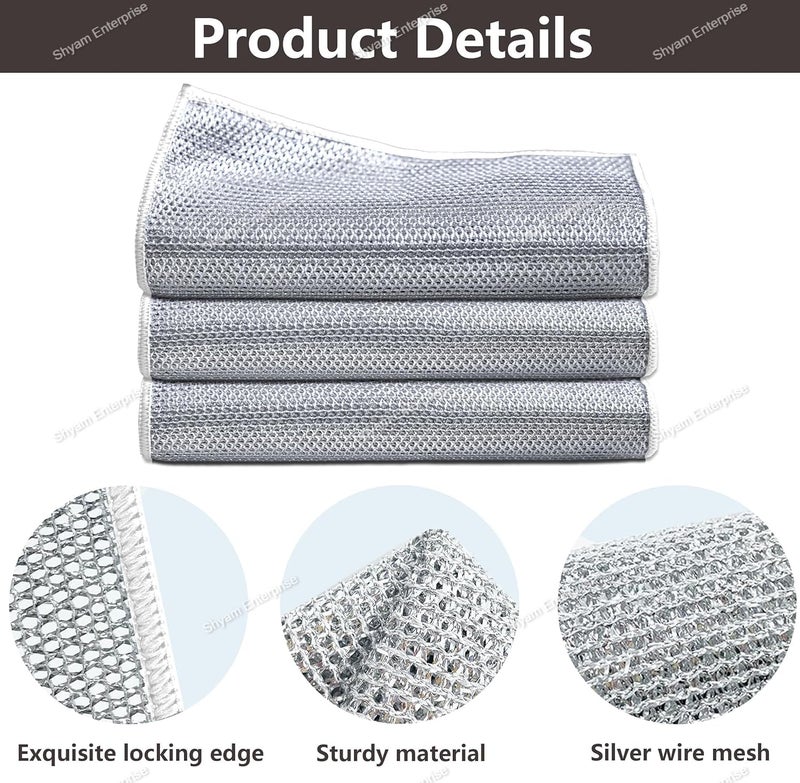 Shyam Enterprise 6 PCS Wire Dish Washing Cloth Stainless Steel Multipurpose Dish Scrubber for Wet and Dry Dishcloth for Washing Dishes Sinks Washable Multipurpose Silver_Color 6 - Image 5