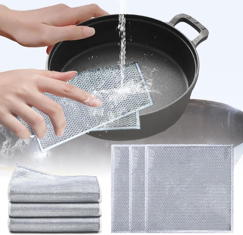 Shyam Enterprise 6 PCS Wire Dish Washing Cloth Stainless Steel Multipurpose Dish Scrubber for Wet and Dry Dishcloth for Washing Dishes Sinks Washable Multipurpose Silver_Color 6 - Image 1
