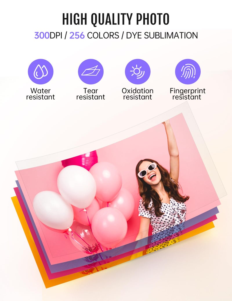 iDPRT 4x6 Photo Printer, CP4100 Instant Photo Printer for iPhone & Android with 108 Sheets & 2 Cartridges, Wireless Portable Picture Printer, 300DPi Thermal Dye Sublimation, Beige - Image 4