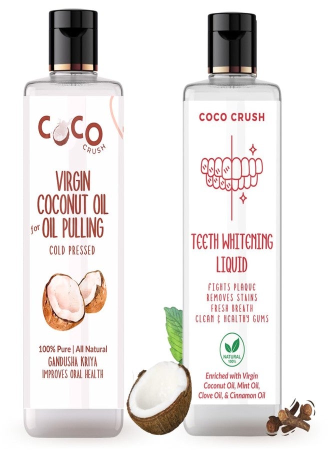 COCO CRUSH Oral Care Combo of Ayurvedic Coconut Oil Pulling & Teeth Whitening Liquid- Fights Plaque, Strengthens Gum| Extra Virgin, 100% Pure & Natural | Protect teeth, gums, and mouth (2*50ml, 100ml) - Image 1