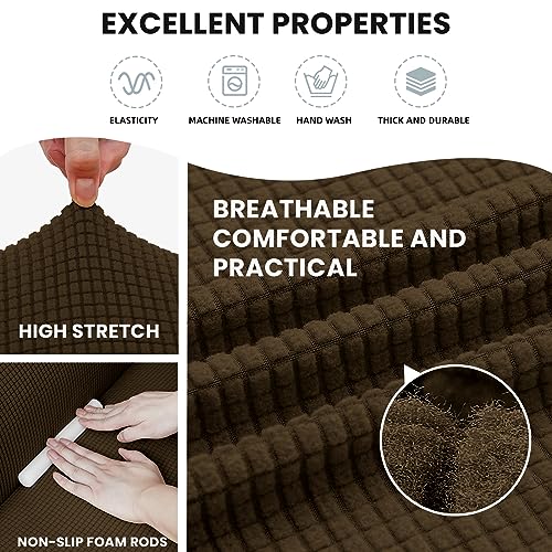 LURKA Stretch Chair Sofa Slipcovers 1 Piece Couch Covers for Sofa Furniture Protector Full Sofa Covers with Elastic Bottom for Kids and Dog (Brown, Small) - Image 5