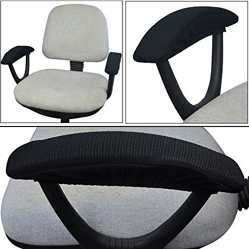 baotongle Black Polyester Elastic Stretch Chair Arm Covers, Machine Washable Office Chair Armrest Covers (Set of 2) - Image 5
