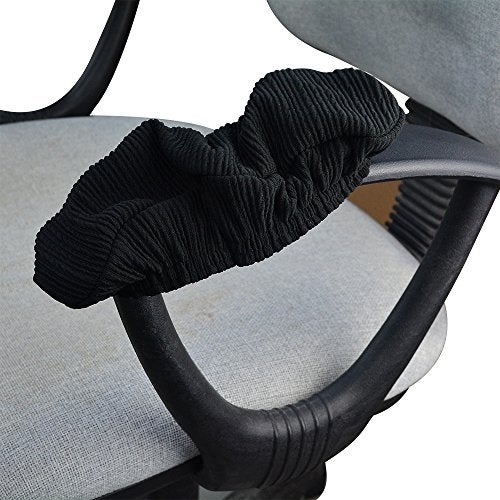 baotongle Black Polyester Elastic Stretch Chair Arm Covers, Machine Washable Office Chair Armrest Covers (Set of 2) - Image 4