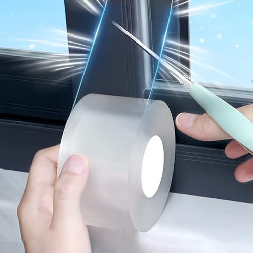 APORNI Window Weather Sealing Tape 2 Inch x 33 FT Weather Stripping Residue-Free Clear Window Insulation Caulk Tape for Doors Windows and Shower Glass Gaps Bathroom - Image 1