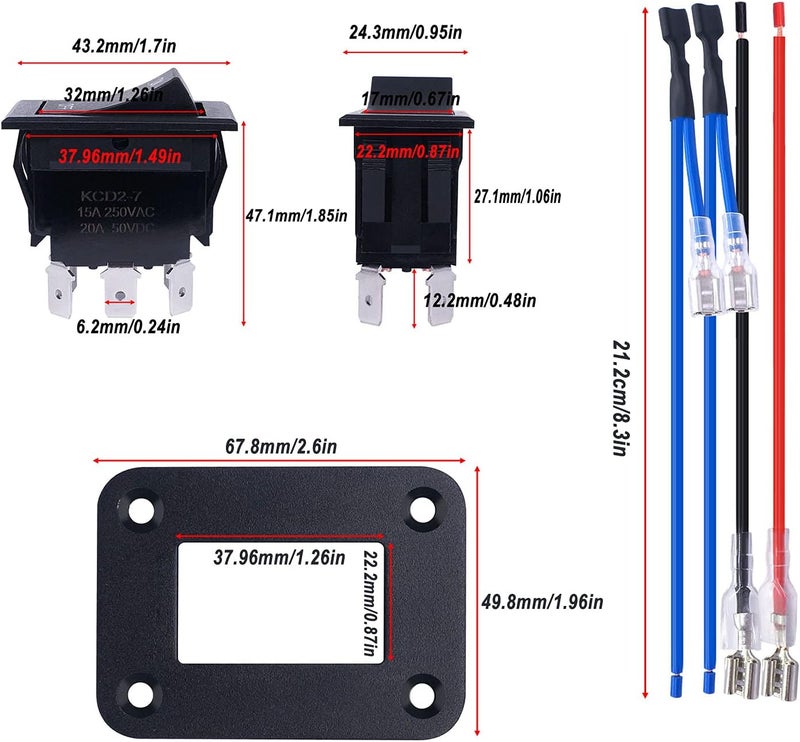 weideer RV Jacks Leveling Reverse Polarity Rocker Switch 20A 12V DC with Harness and Screws - Image 5
