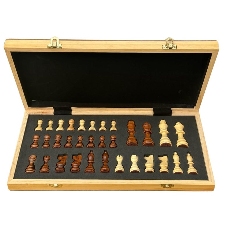 Fit & Flex Chess Board Set Wooden | Magnetic Coins Handcrafted Foldable Design | Travel Friendly Compact Strategy Game for Kids and Adults | Portable Classic Set | 11.5 x 11.5 Inches Brown - Image 2
