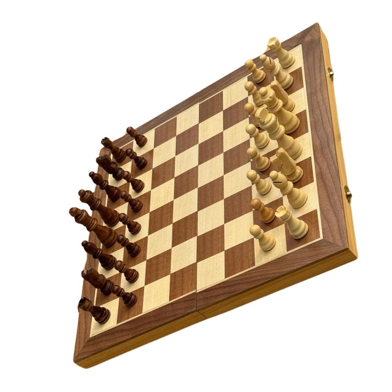 Fit & Flex Chess Board Set Wooden | Magnetic Coins Handcrafted Foldable Design | Travel Friendly Compact Strategy Game for Kids and Adults | Portable Classic Set | 11.5 x 11.5 Inches Brown - Image 3