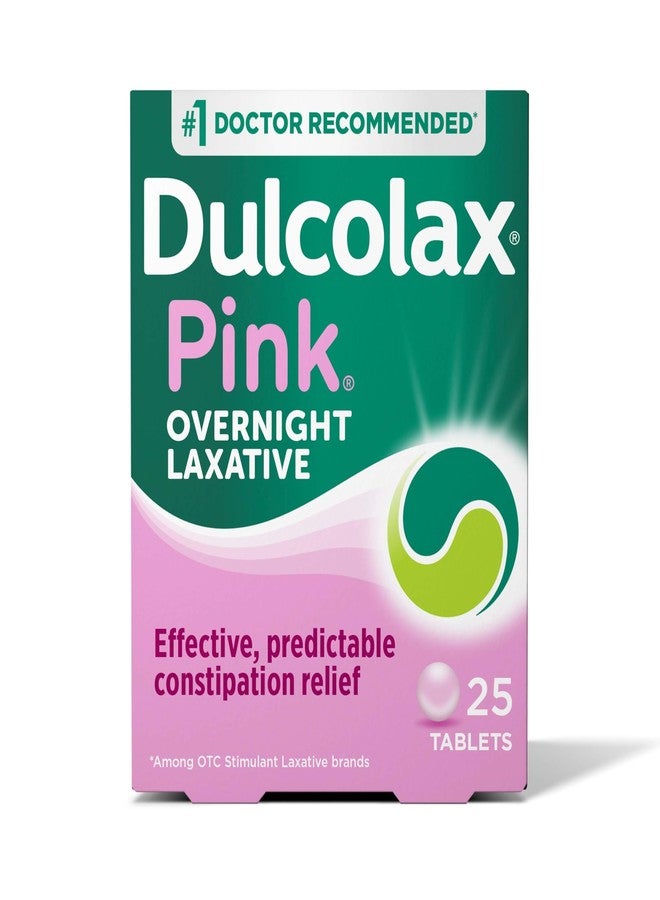 Dulcolax Pink Stimulant Laxative Tablets, Overnight Laxative, Predictable & Effective Constipation Relief, Relieves Straining & Bloating, Bisacodyl 5 mg, 25 Count - Image 1