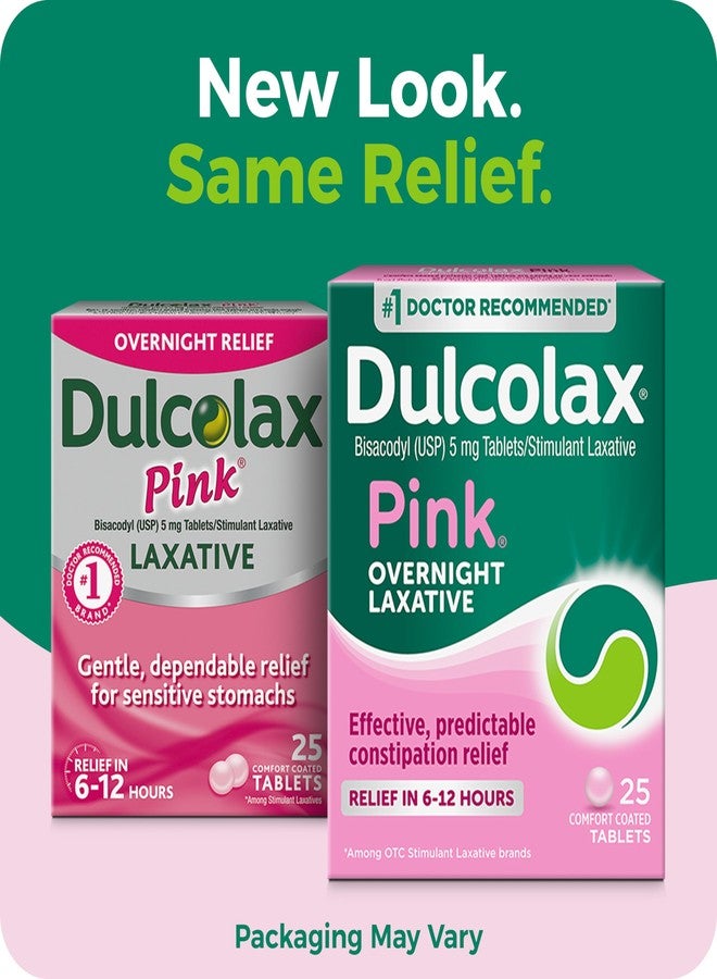 Dulcolax Pink Stimulant Laxative Tablets, Overnight Laxative, Predictable & Effective Constipation Relief, Relieves Straining & Bloating, Bisacodyl 5 mg, 25 Count - Image 2