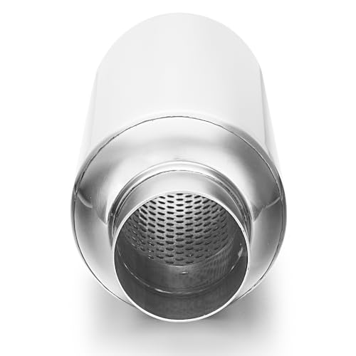 LCGP 2.25" Inlet Universal Resonator, 2.25" Outlet 13.77" Overall Length Stainless Steel High Performance Muffler, Polished, Pass-Thru Design - Image 4
